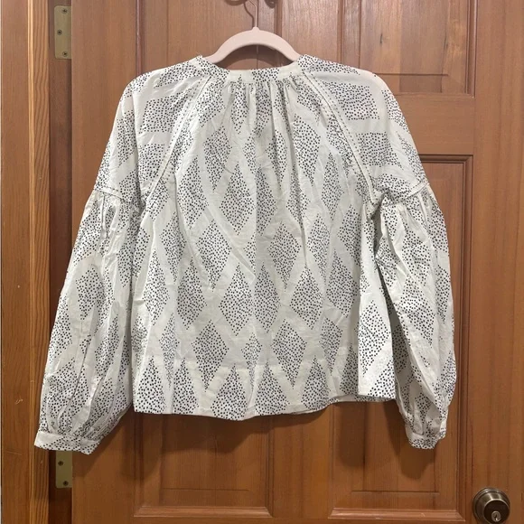 NWT! Madewell | Lighthouse Shirred Balloon-Sleeve Top in Geometric Print | S - Picture 5 of 7